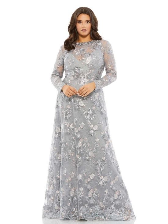 Mac Duggal Dresses & Skirts - Mac Duggal 67923 Embellished Illusion Long Sleeve A Line Gown Size 16W NWT